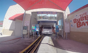 View of the vehicle entrance to the car wash