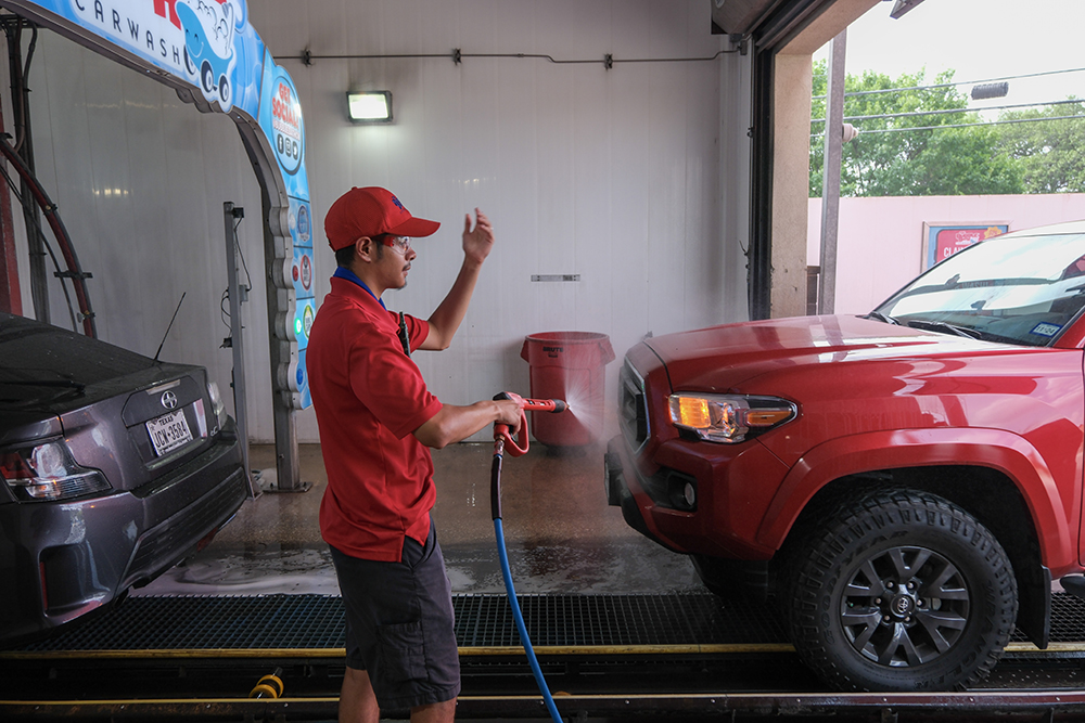 work at bubble bath car wash